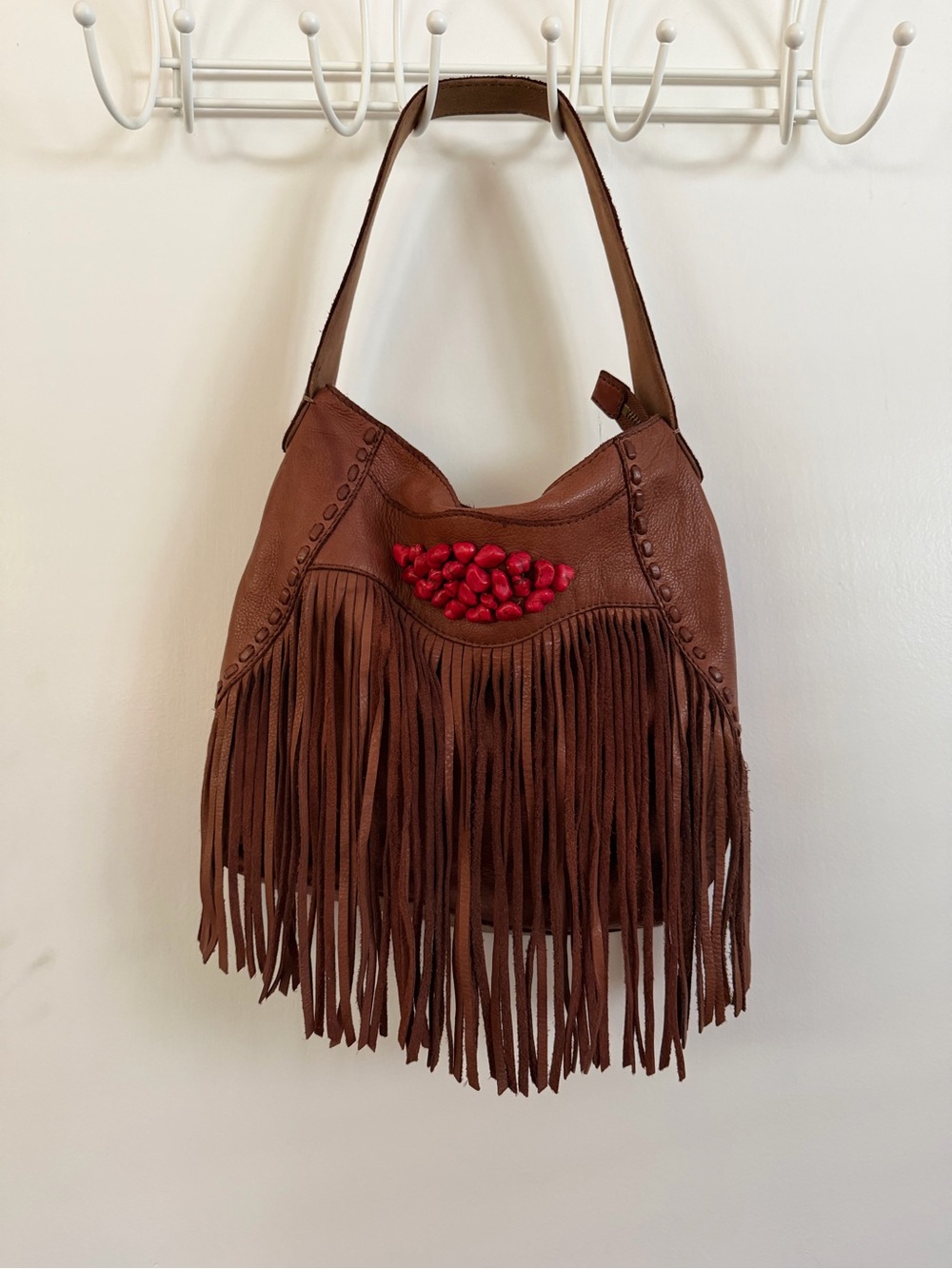 Lucky Brand VINTAGE Leather Fringe Hobo Shoulder Bag